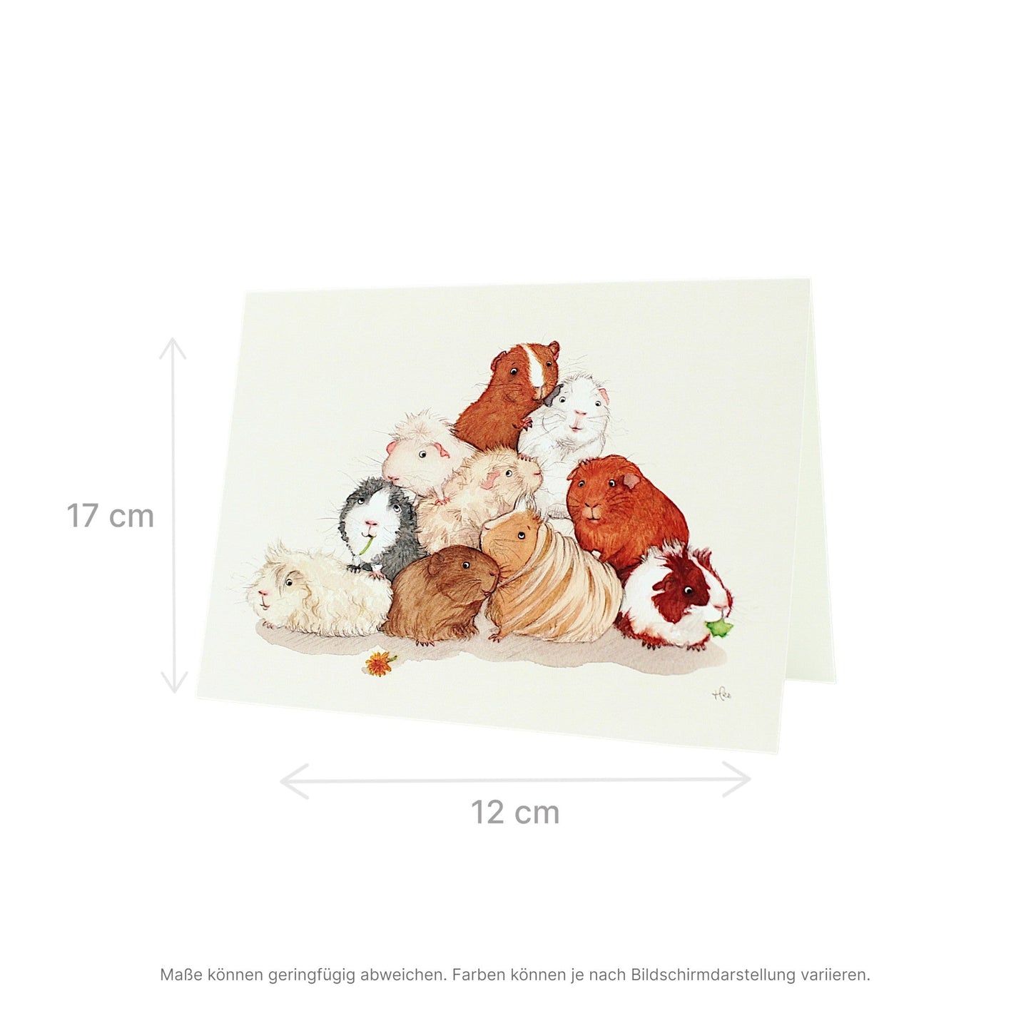 🐹Klappkarte mit Meerschweinchen – Original Aquarell-Illustration (Pyramidenmotiv)