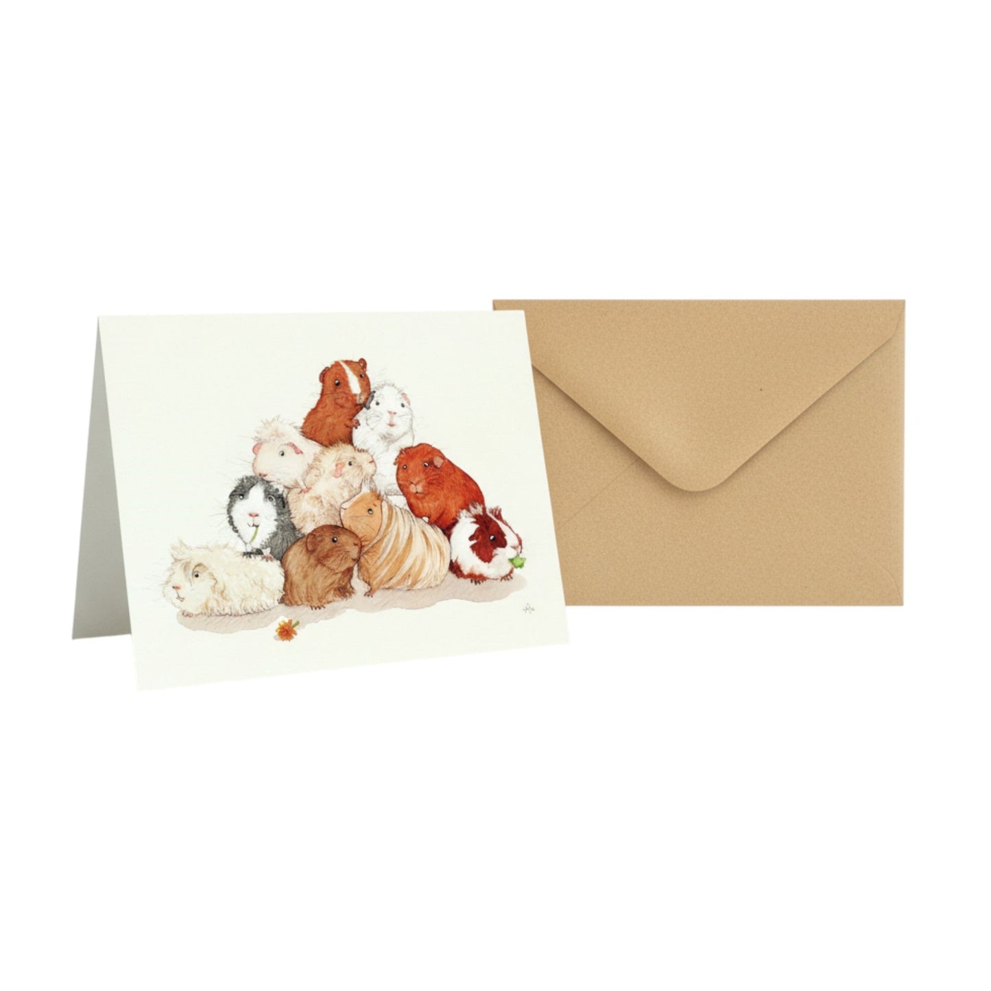 🐹Klappkarte mit Meerschweinchen – Original Aquarell-Illustration (Pyramidenmotiv)