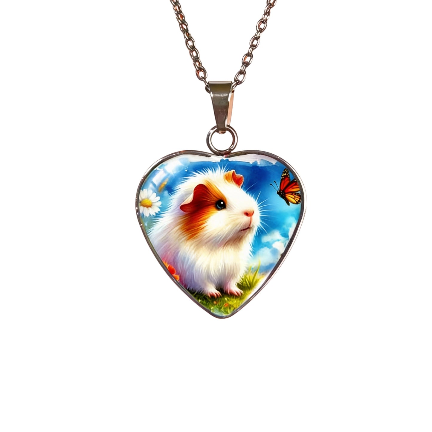 Herzmoment – 🐹💙 Herz-Meerschweinchen Halskette – Farbiger Anhänger mit Naturmotiv | Luxusschweine