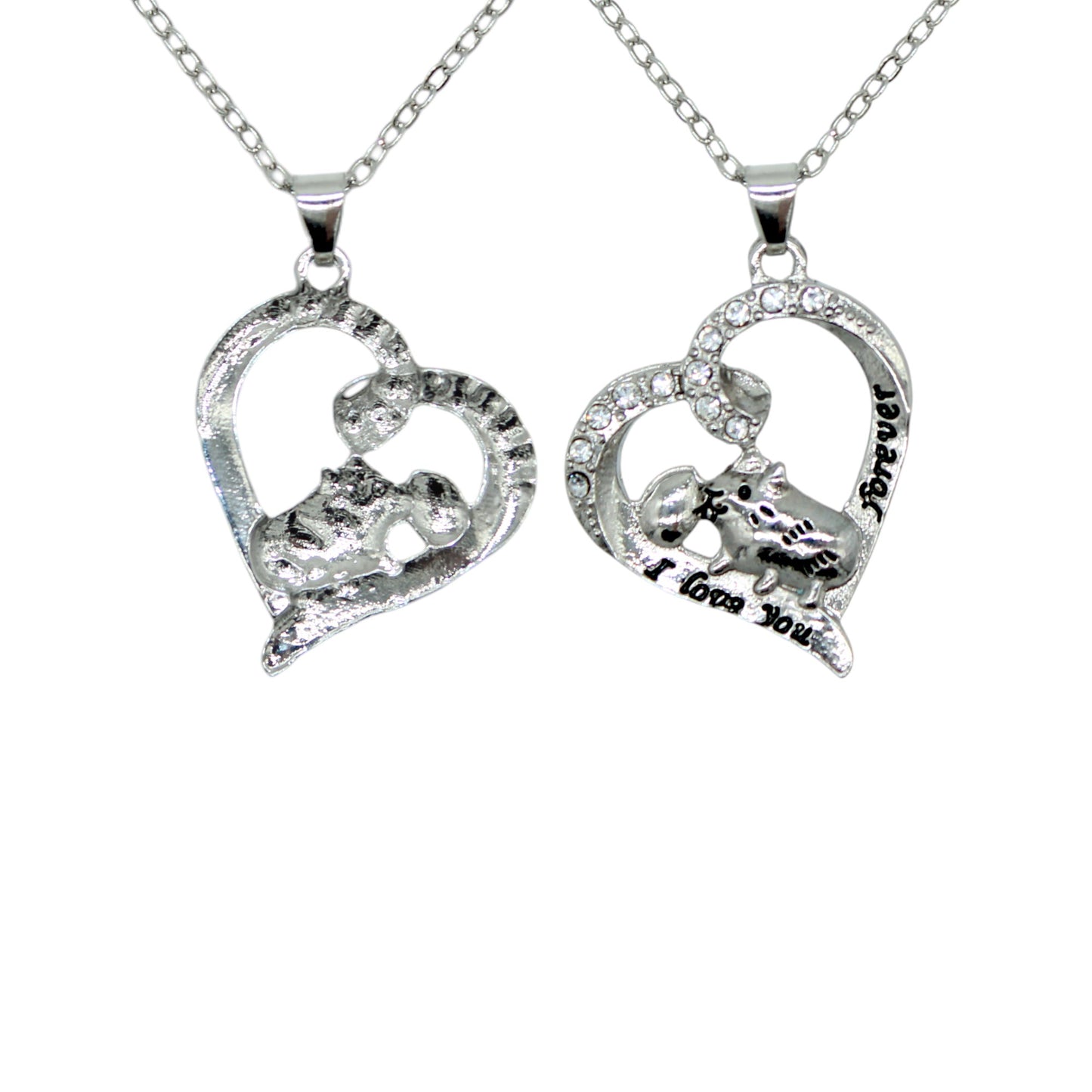 Herzmoment – 💖 Herz-Meerschweinchen Halskette „I love you forever“ – Silberfarben | Luxusschweine