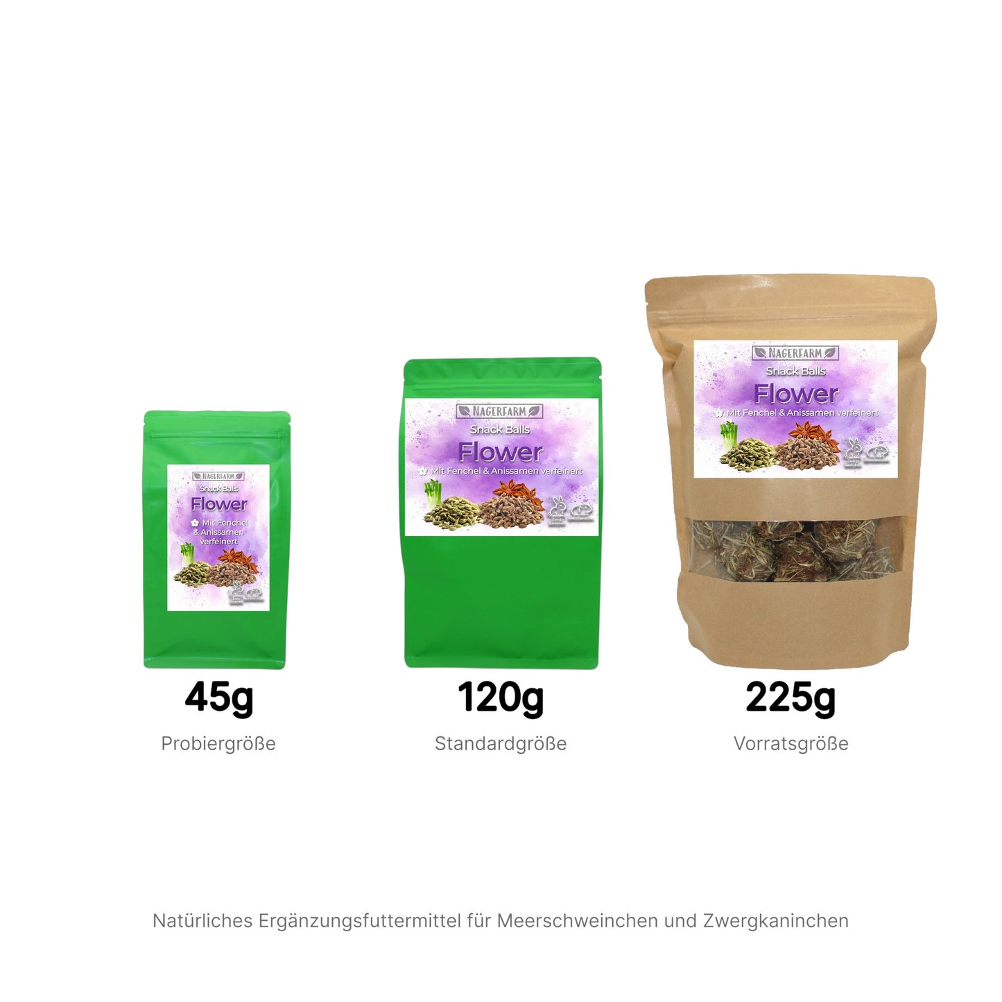 Snack Balls Seeds Flower – Heu-Snack mit Fenchel & Anissamen für Meerschweinchen & Zwergkaninchen