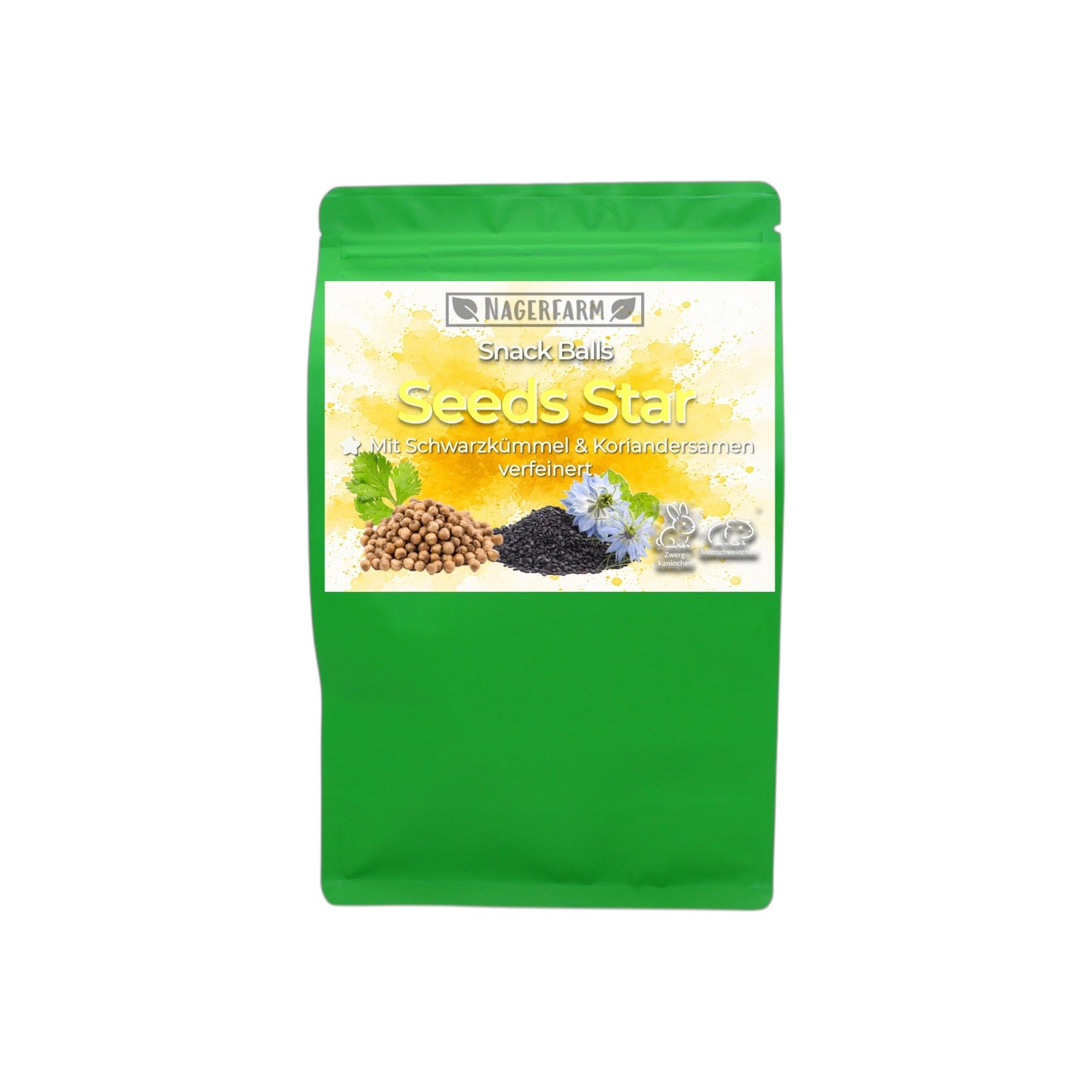 Snack Balls Seeds Star – Heu-Snack mit Schwarzkümmel & Koriandersamen für Meerschweinchen & Zwergkaninchen