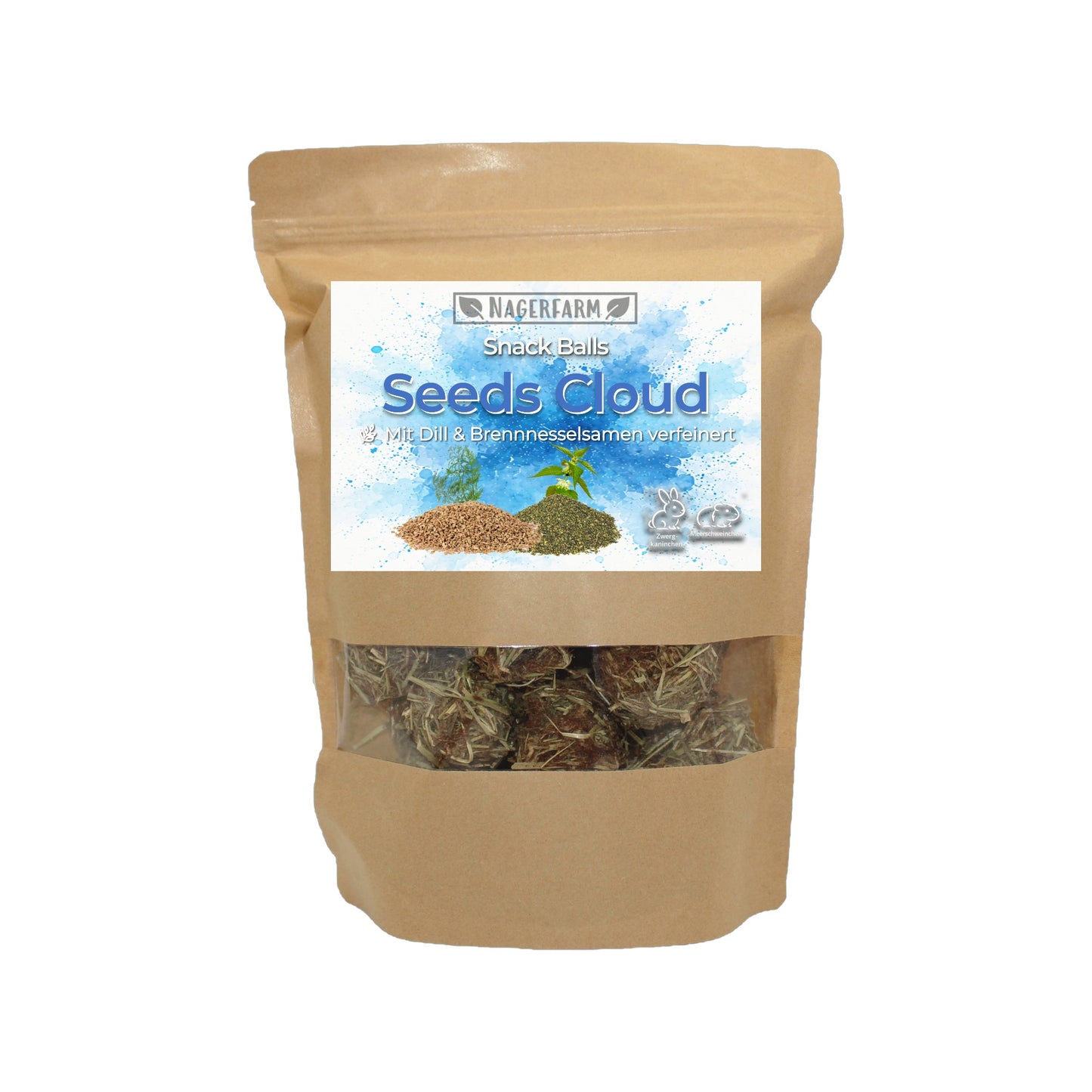 Snack Balls Seeds Cloud – Heu-Snack mit Dill & Brennnesselsamen für Meerschweinchen & Zwergkaninchen