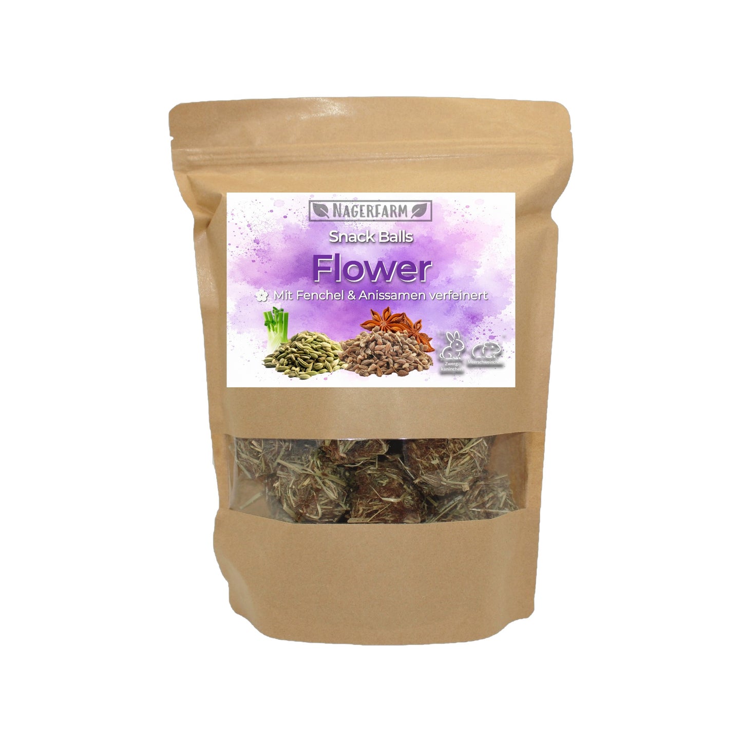 Snack Balls Seeds Flower – Heu-Snack mit Fenchel & Anissamen für Meerschweinchen & Zwergkaninchen
