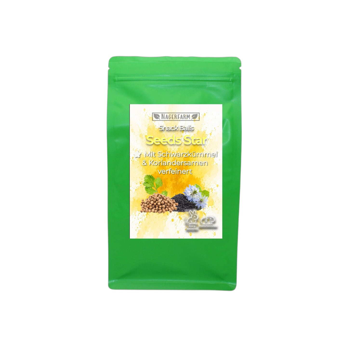Snack Balls Seeds Star – Heu-Snack mit Schwarzkümmel & Koriandersamen für Meerschweinchen & Zwergkaninchen