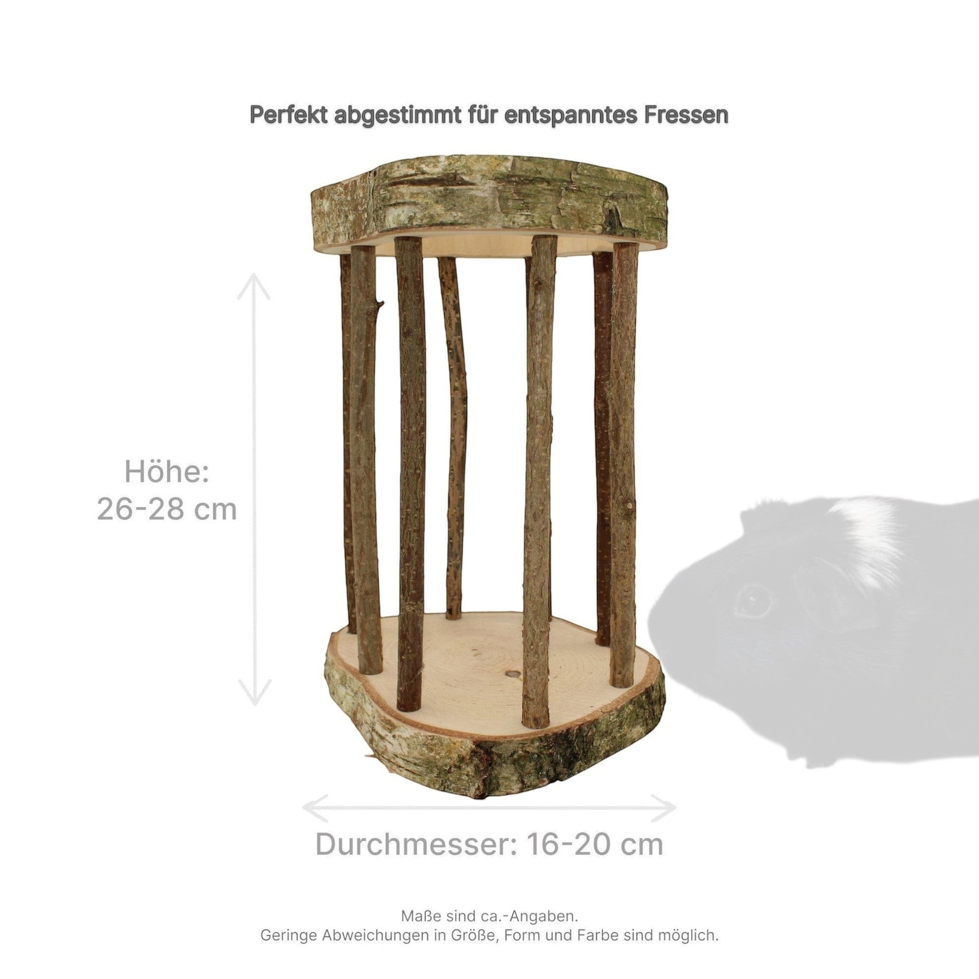 Nagerfarm Easy Two wooden hay feeder with optimal bar spacing for small-cut hay, 26-28 cm high.