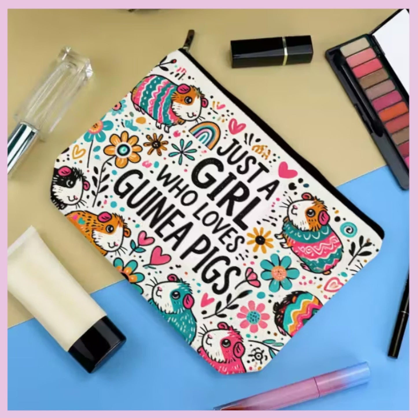 🎒 Toiletry Bag "Just a Girl Who Loves Guinea Pigs - No. 7 Colorful Guinea Pigs"