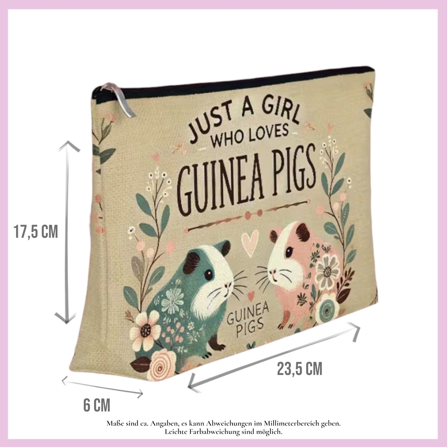 🎒 Toiletry Bag "Just a Girl Who Loves Guinea Pigs - No. 4 Colorful Guineas"