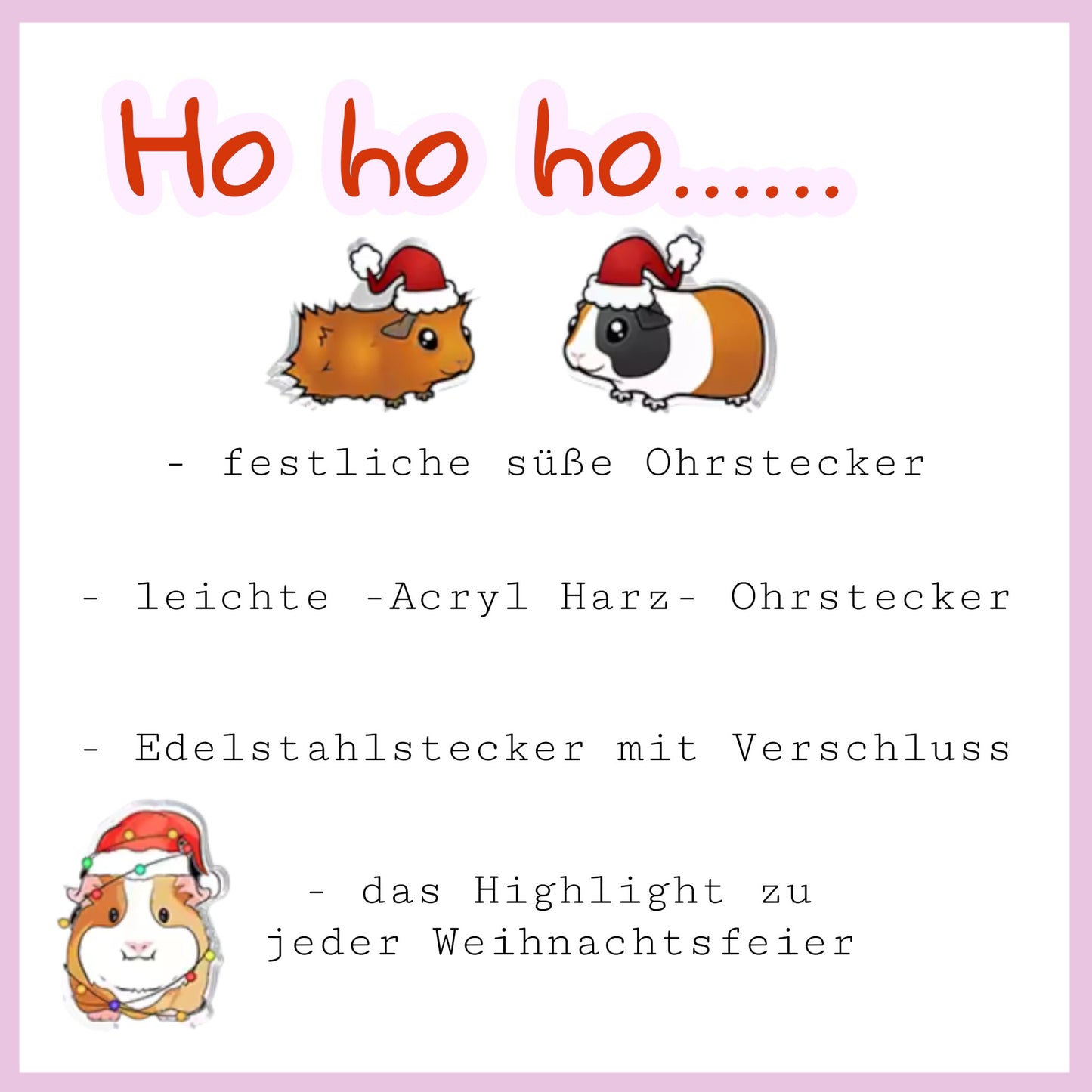 Herzensstück – 🎄✨ Xmas Ohrstecker – Süße weihnachtliche Ohrringe für Meerifans | Luxusschweine